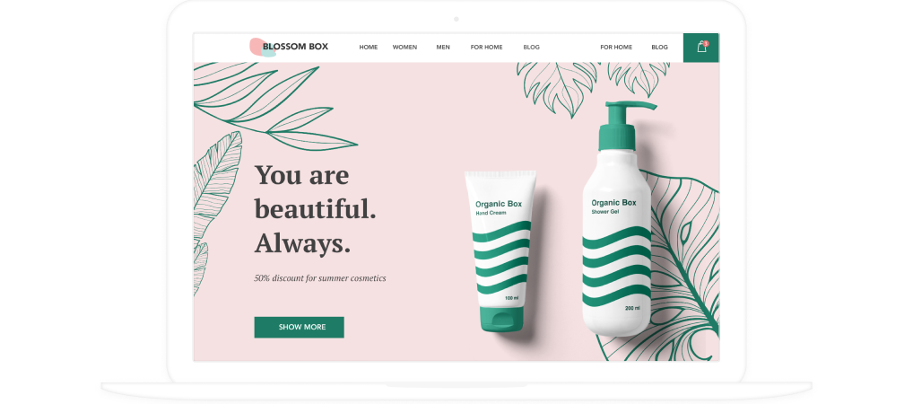 UI-Design einer Website für ein Unternehmen aus der Kosmetikbranche