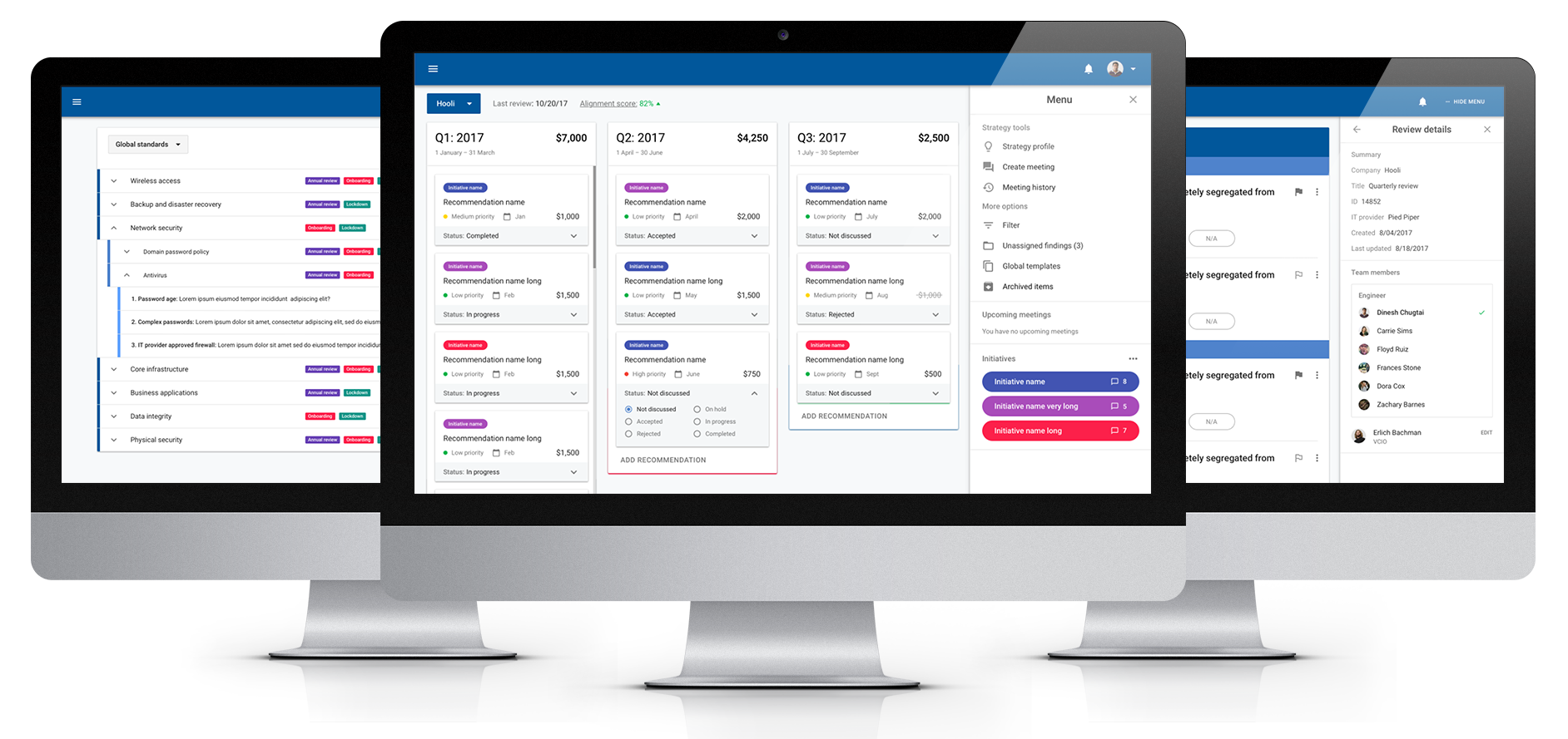 web application for an msp training services provider 3 screens