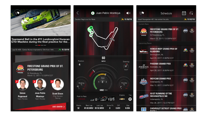 car racing app ios 3 screens