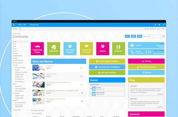 SharePoint Online Lernportal für einen Anbieter von sozialen Fürsorgeleistungen in Großbritannien