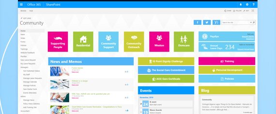 SharePoint Online Lernportal für einen Anbieter von sozialen Fürsorgeleistungen in Großbritannien